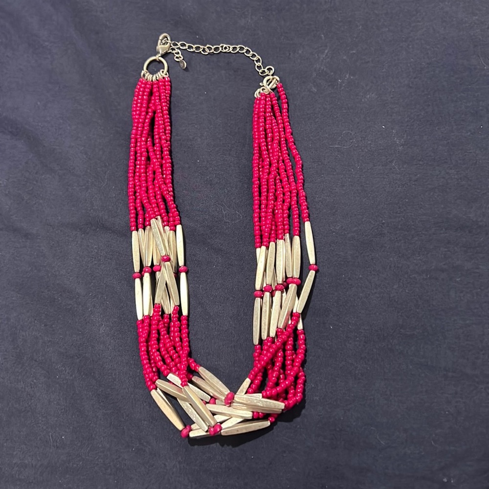 Pink and silver layered necklace